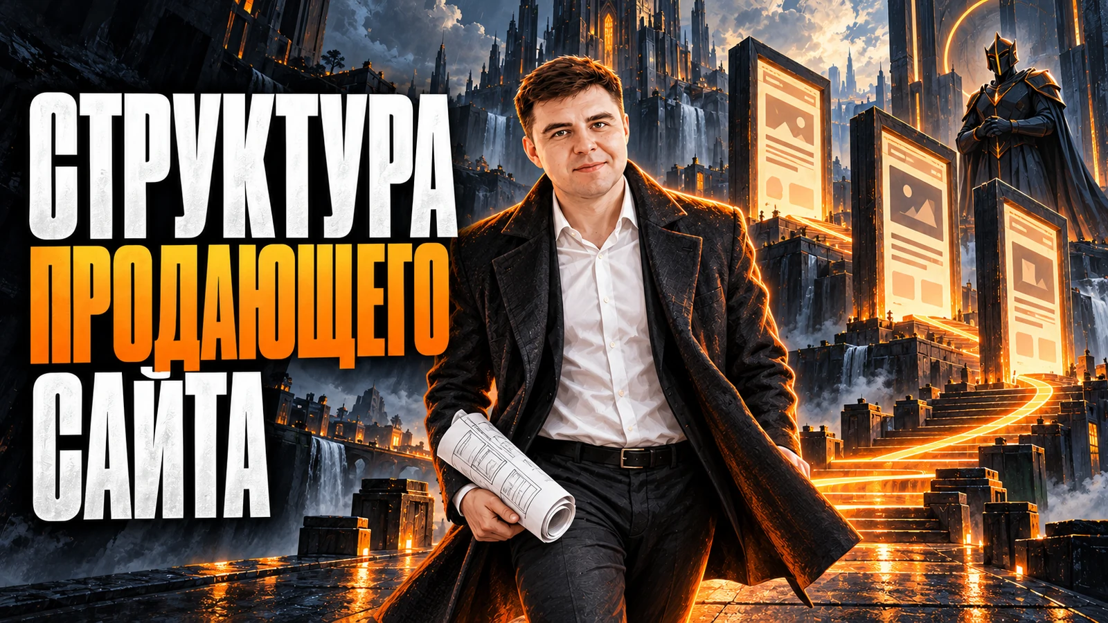 Рисованная фирменная обложка: Артур и путь через блоки продающего сайта